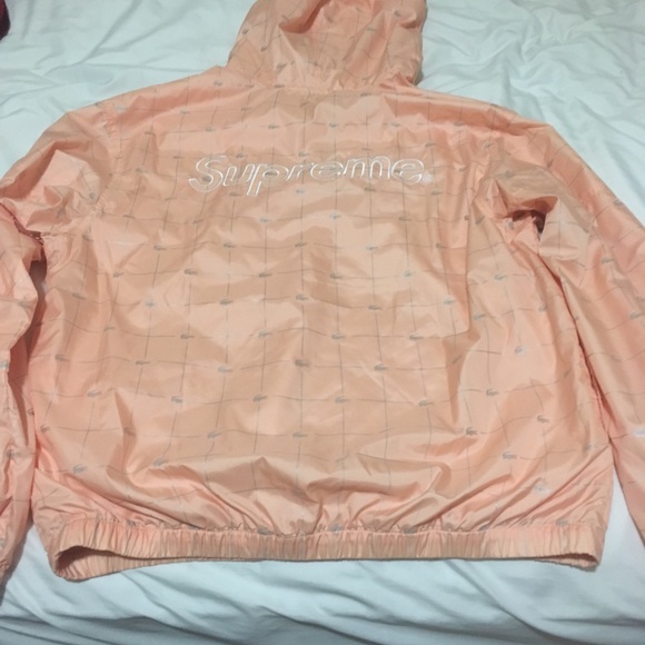 supreme lacoste reflective grid nylon anorak peach